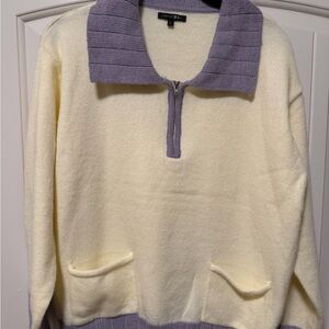 Papermoon Cream and Purple Cowl Neck Sweater